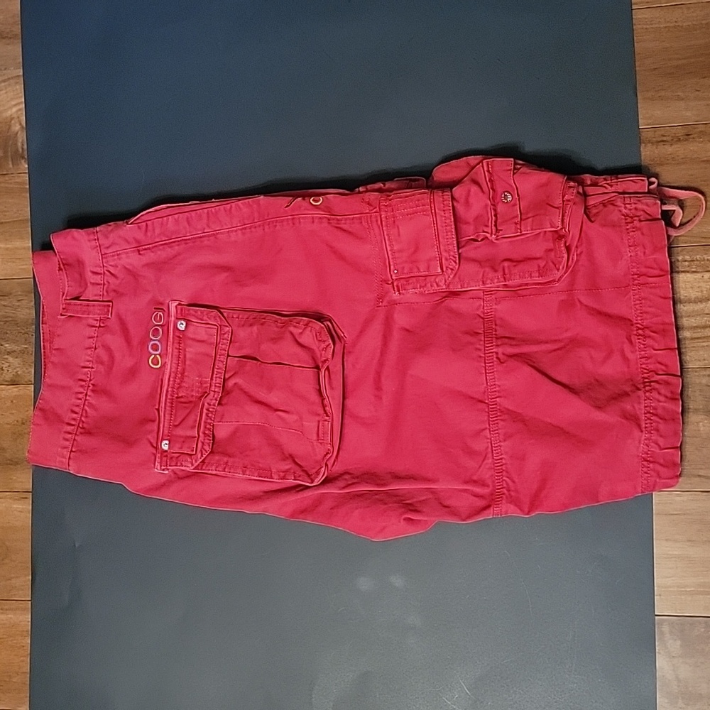 COOGI Y2K Jean Cargo Carpenter Skater Shorts Red Men's Size 44 - Picture 2 of 6
